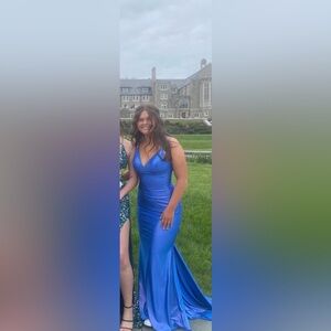 Jovani Blue Sequin Prom Dress